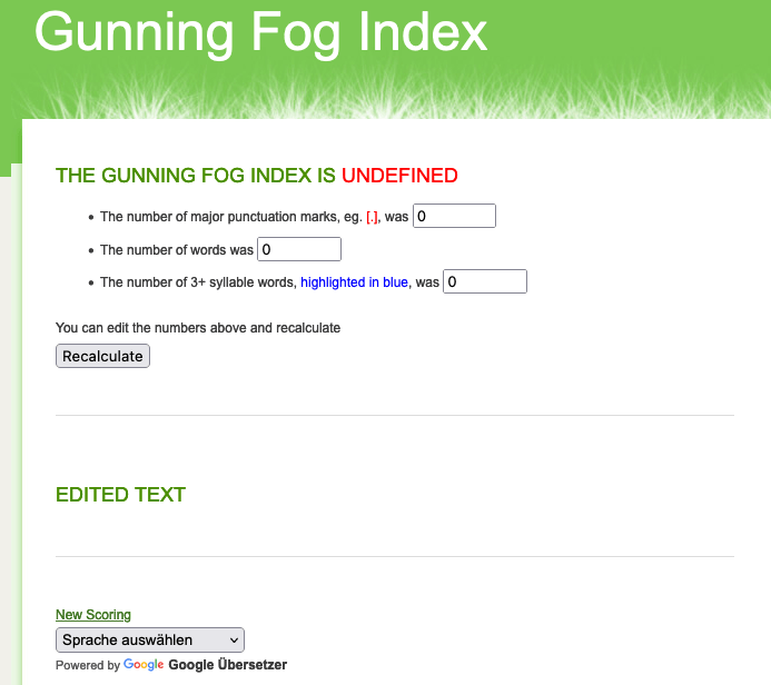 Running Fog Index